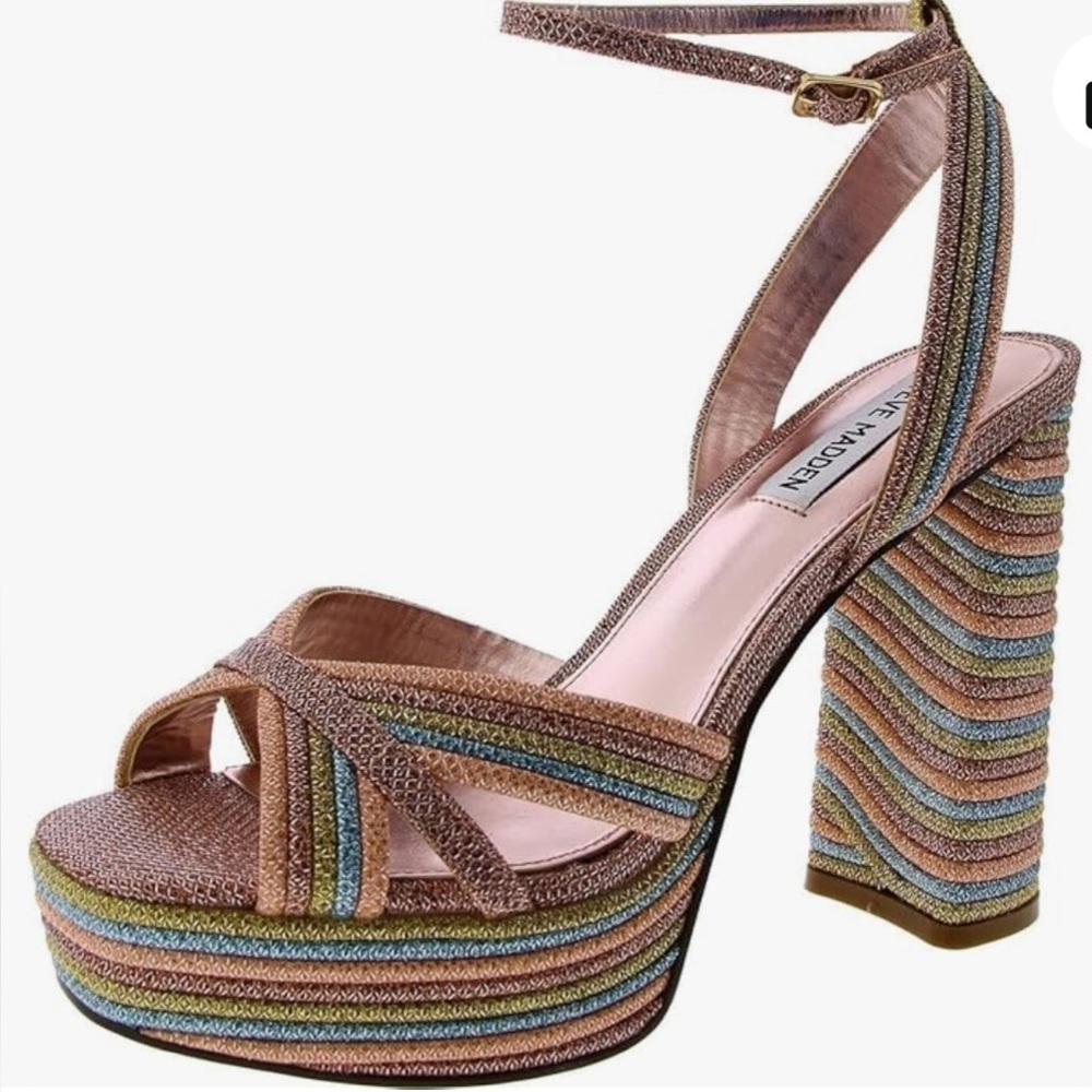 Steve Madden Rainbow Glitter Platform Heels – Size 8.5 – Brand New!